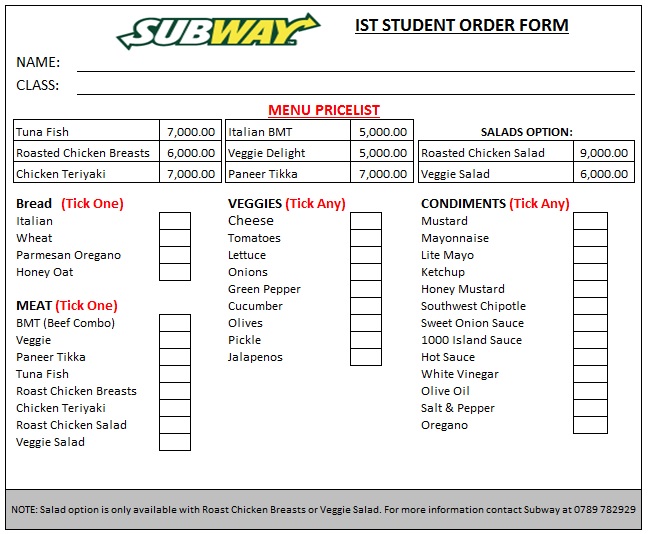 Printable Subway Order Form Printable World Holiday